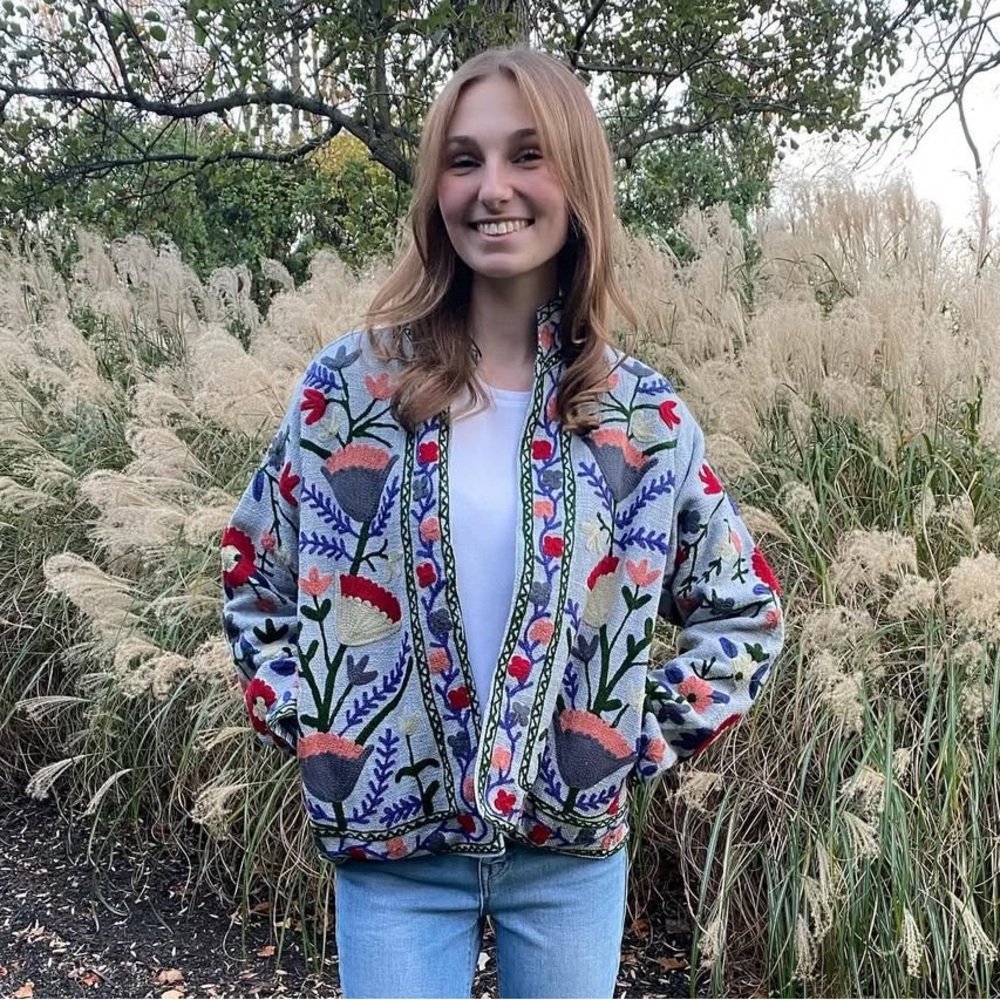 Colorful Embroidered Teddy Jacket